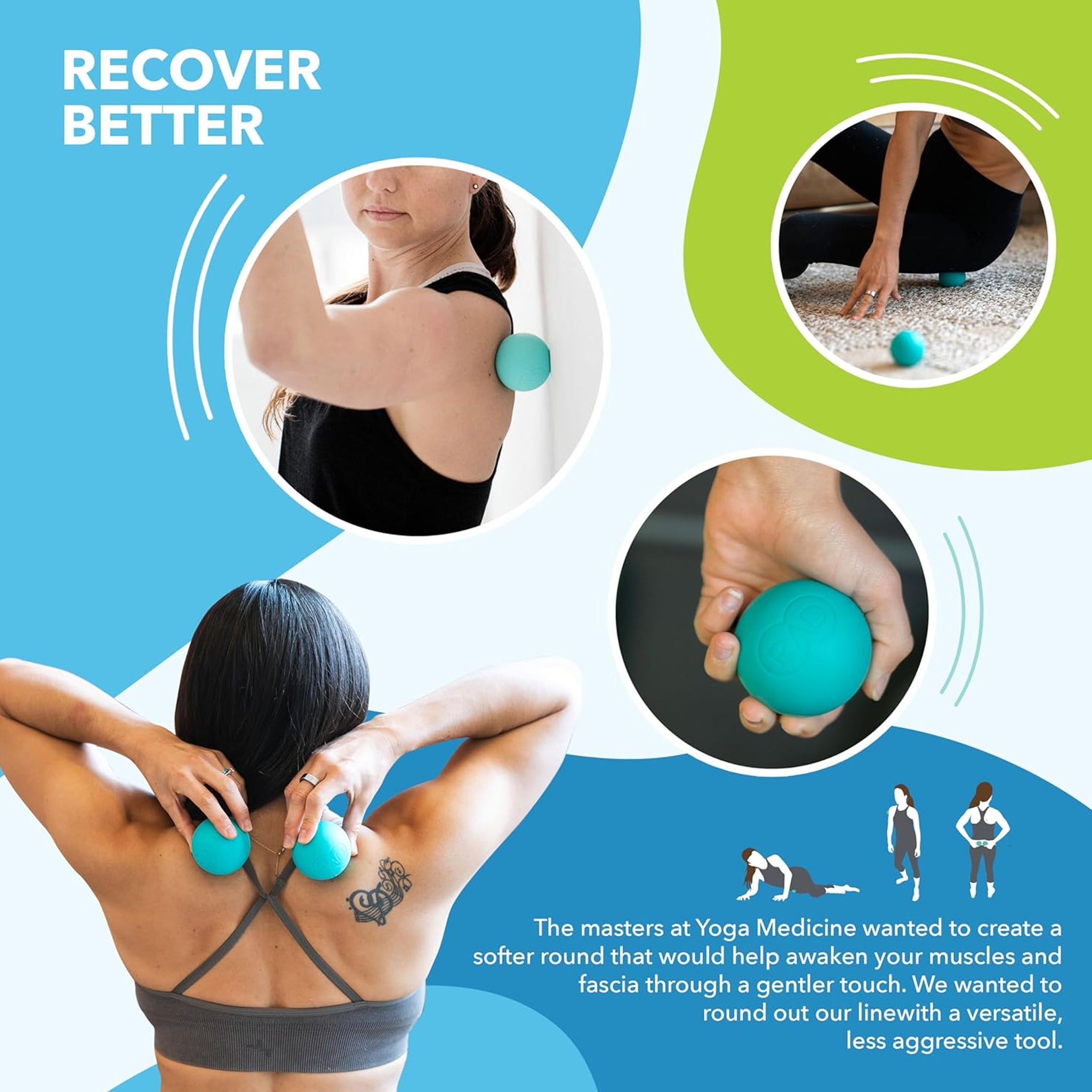 Rad Recovery -Runden myofasziale Freisetzungsbälle (Set von 2) - Extra weiche Therapiekugeln für Rückenschmerzen Kiefer Unterarm & Nacken - Tiefe Gewebemassagekugeln für Füße - Druckpunktkugeln Yogahugbälle