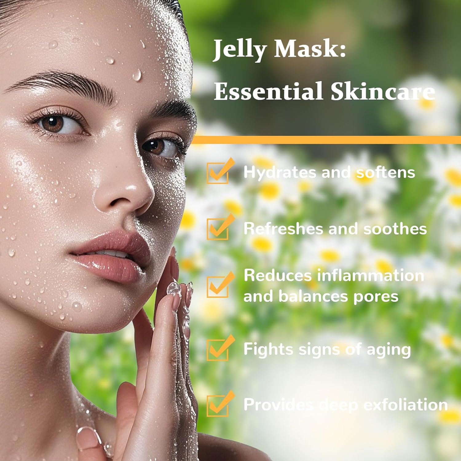 Angeland Jelly Mask for Facials Professional Gel Face Masks Hydrating & Hydrating Jelly Face Masks Peel Off Face Masks Skincare 23 Fl Oz (Camomille)
