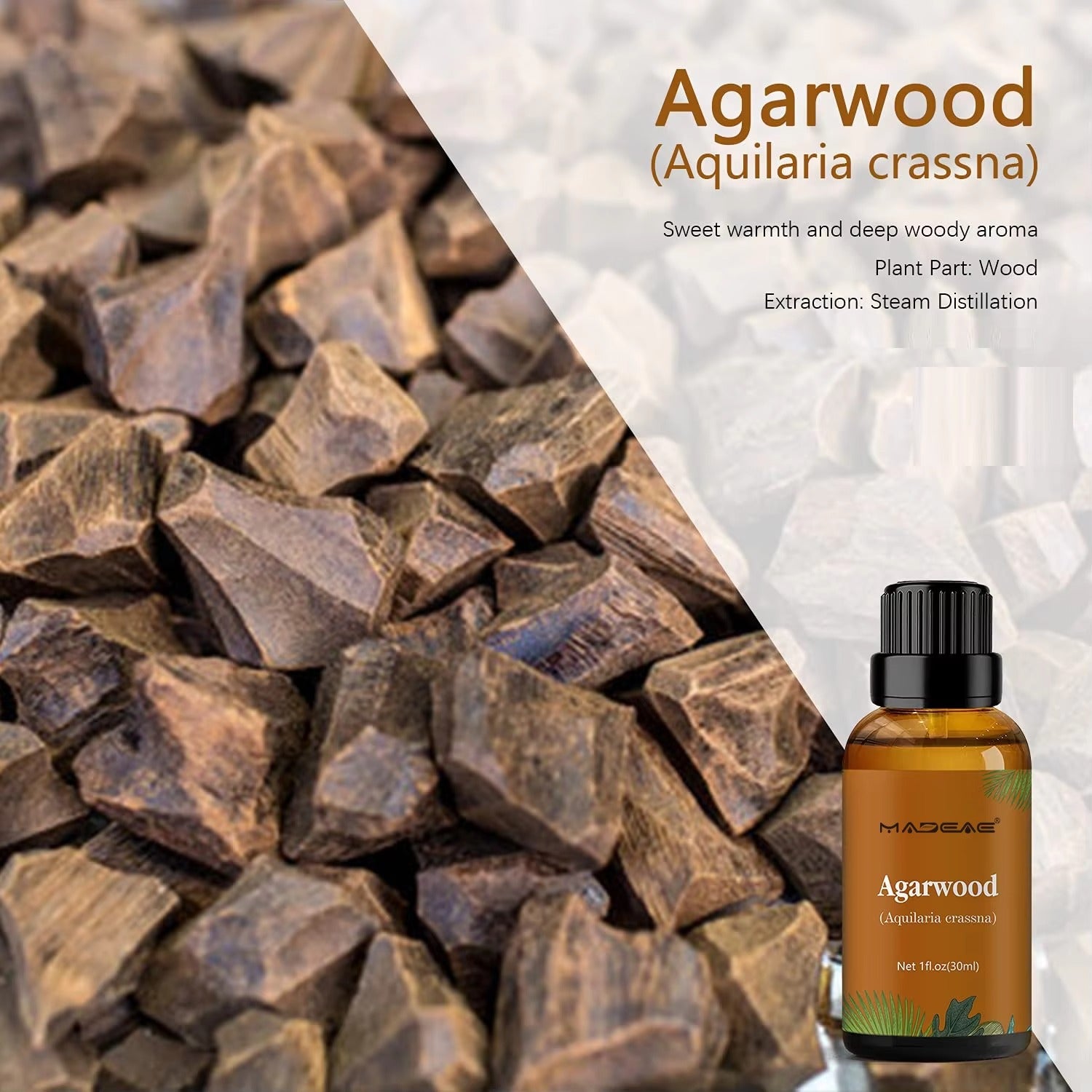 Agarwood ätherisches Öl Esslux Aromatherapieöle für Diffusor -Massage -Seifen Kerze machen Parfüm 30 ml
