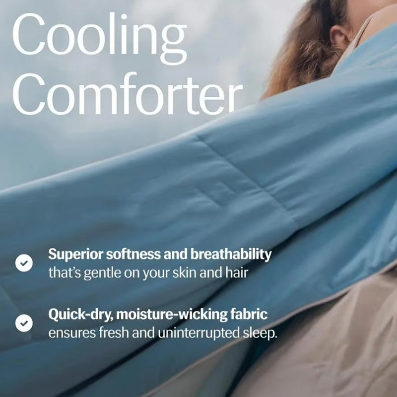 REST® Evercool® Kühlende Bettdecke, Full/Queen-Size-Decke für Personen, die im Schlaf schwitzen, Ganzjahresbettwäsche, die bei Nachtschweiß kühl hält, atmungsaktive, leichte Decke 90"X90" Zoll Aqua Blau