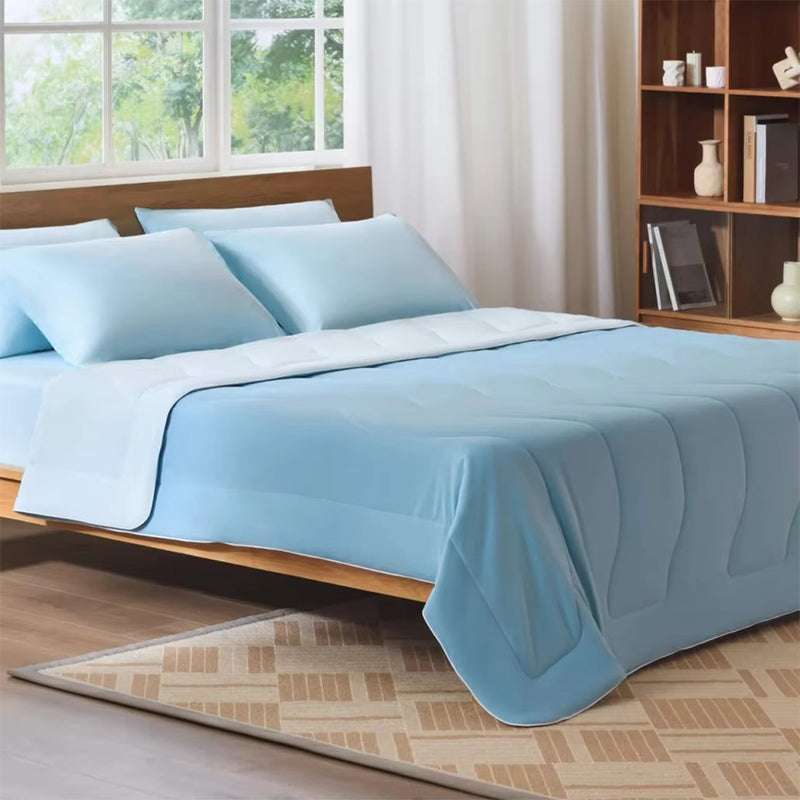 REST® Evercool® Kühlende Bettdecke, Full/Queen-Size-Decke für Personen, die im Schlaf schwitzen, Ganzjahresbettwäsche, die bei Nachtschweiß kühl hält, atmungsaktive, leichte Decke 90"X90" Zoll Aqua Blau