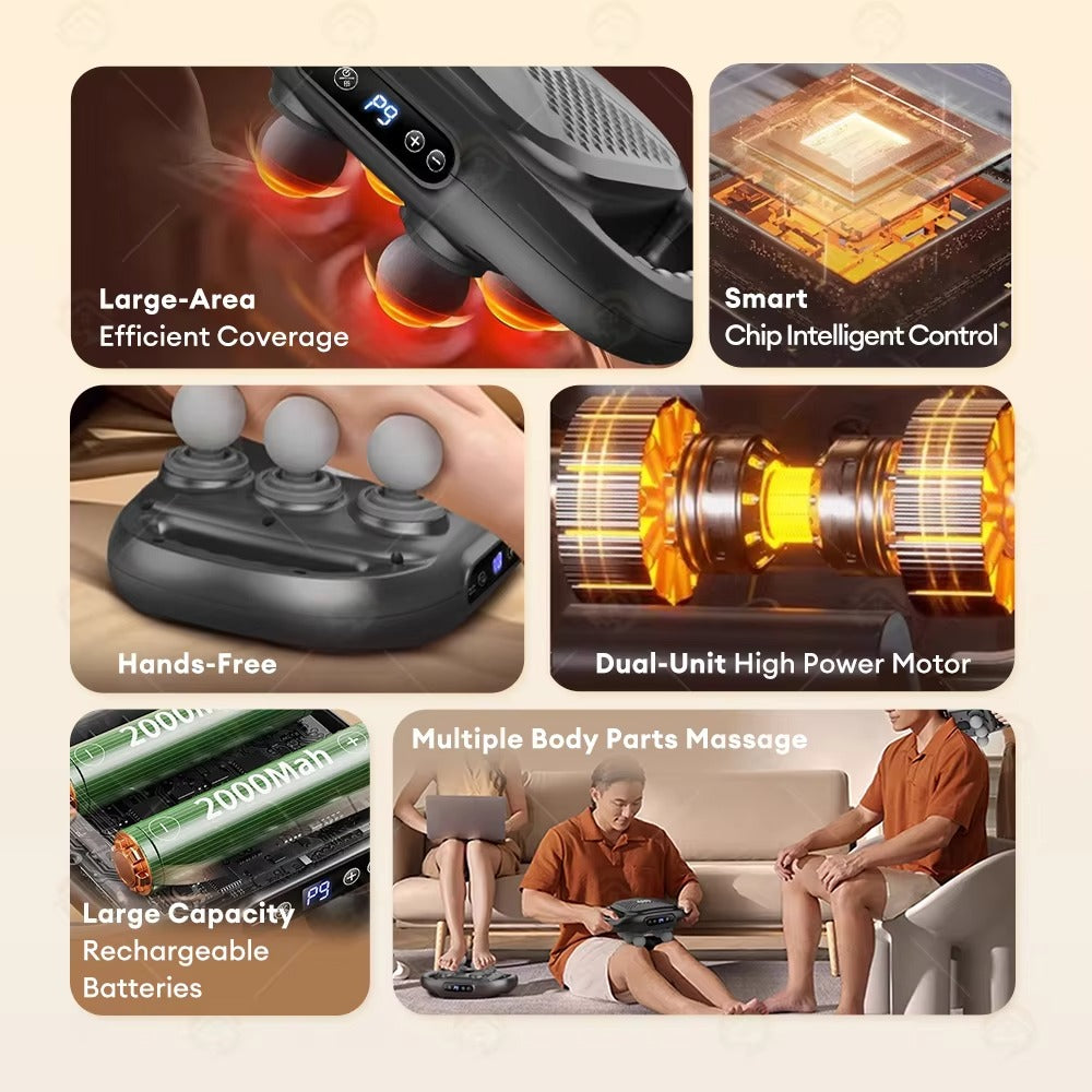 LX25 4-Kopf-professionelle Massagepistole Tiefes Gewebe Chiropraktik Massagebodus Sport Massage Massage Vibration Rückenmassagegeräte für Schmerzlinderung