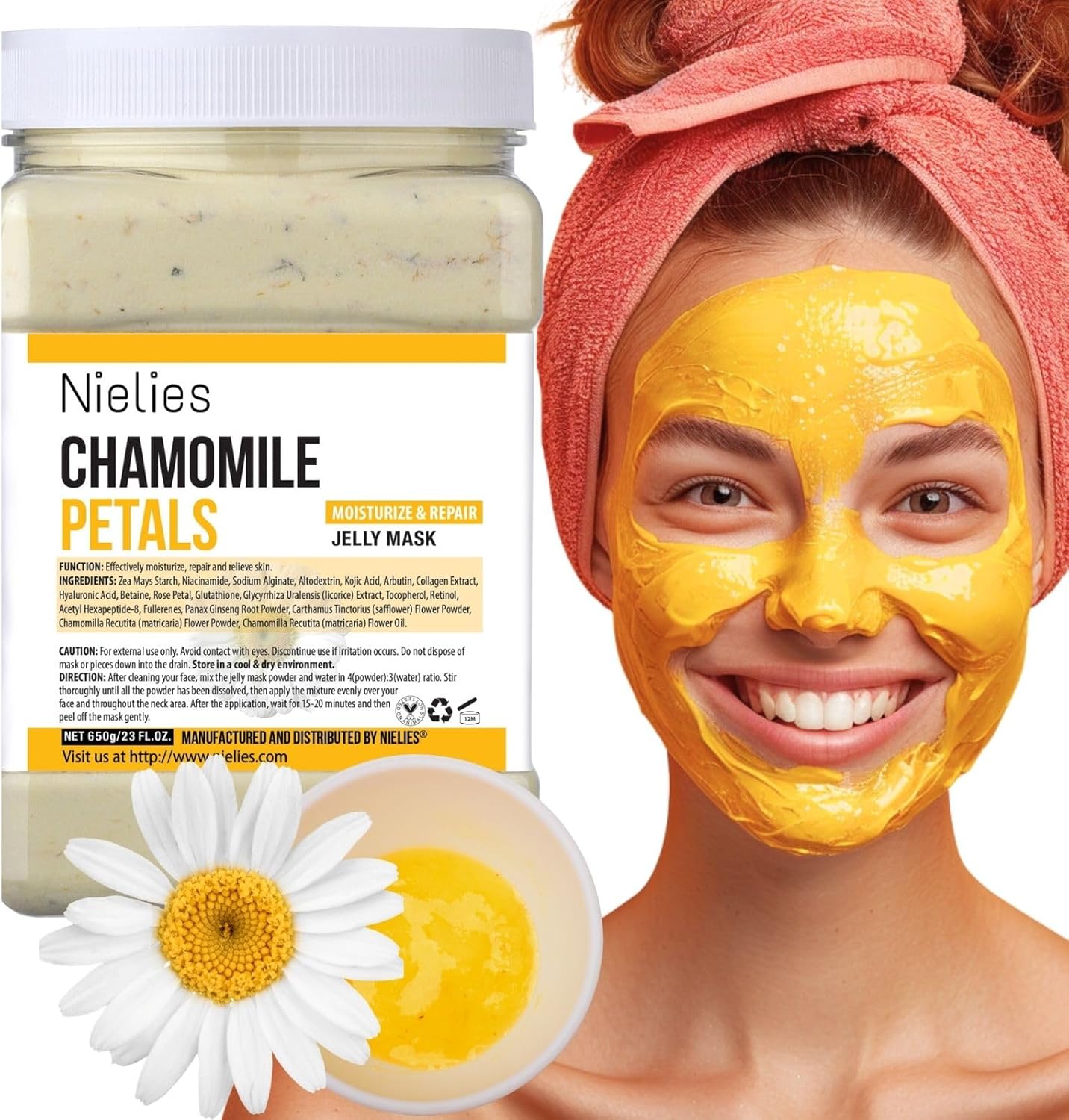 Angeland Jelly Mask for Facials Professional Gel Face Masks Hydrating & Hydrating Jelly Face Masks Peel Off Face Masks Skincare 23 Fl Oz (Camomille)