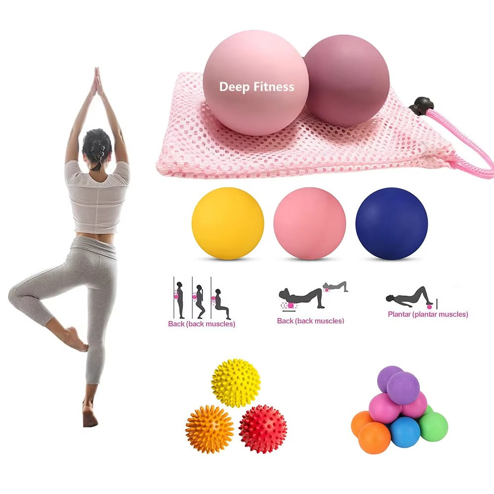 Silikonmassage -Lacrosse -Kugeln für Triggerpunkttherapie -Muskelknoten und Physiotherapie. Set von 2 Kugeln mit Tragetasche. Latexfrei. Ideal für Tiefgewebemassage und myofasziale Freisetzung